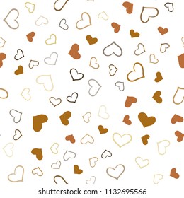 Dark Orange vector seamless cover with Shining hearts. Beautiful colored illustration with hearts in celebration style. Beautiful design for your business advert of anniversary.