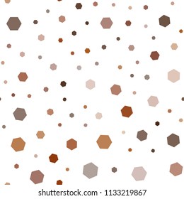 Dark Orange vector seamless cover with set of hexagons. Glitter abstract illustration in hexagonal style. Pattern can for your ad, booklets.