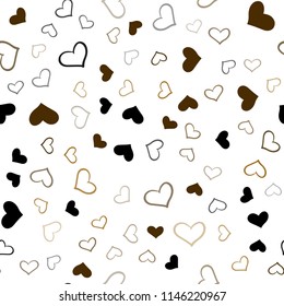 Dark Orange vector seamless cover with Shining hearts. Decorative shining illustration with hearts on abstract template. Design for ad, poster, banner of Valentine Day.