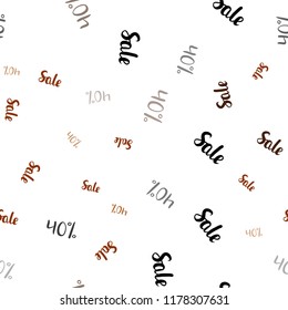 Dark Orange vector seamless cover with symbols of 40 % sales. Colorful set of  percentage signs in simple style. Design for business ads, commercials.