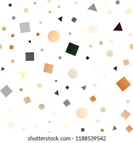 Dark Orange vector seamless cover in polygonal style with circles. Abstract illustration with colorful dots, lines, cubes. Trendy design for wallpaper, fabric makers.