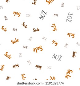 Dark Orange vector seamless cover with symbols of 30 % sales. Illustration with signs of sales on abstract template. Backdrop for super sales on Black Friday.