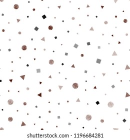 Dark Orange vector seamless cover with polygonal style with circles. Illustration with colorful circles, triangles, rectangles. Pattern for design of fabric, wallpapers.