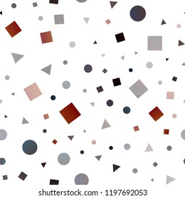 Dark Orange vector seamless cover in polygonal style with circles. Decorative design in abstract style with lines, dots, cubes. Pattern for design of fabric, wallpapers.