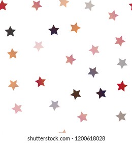 Dark Orange vector seamless cover with small and big stars. Shining colored illustration with stars. The pattern can be used for new year ad, booklets.