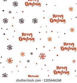 Dark Orange vector seamless cover with beautiful snowflakes. Shining colorful illustration with snow on abstract template. Pattern for trendy fabric, wallpapers.