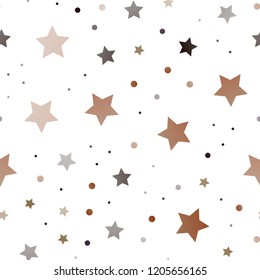 Dark Orange vector seamless cover with small and big stars. Decorative shining illustration with stars on abstract template. The pattern can be used for websites.