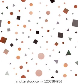 Dark Orange vector seamless cover in polygonal style with circles. Glitter abstract illustration with spheres, squares, lines. Trendy design for wallpaper, fabric makers.