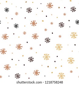 Dark Orange vector seamless cover with beautiful snowflakes. Modern geometrical abstract illustration with snowflakes. Design for textile, fabric, wallpapers.