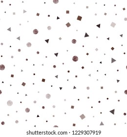 Dark Orange vector seamless cover with polygonal style with circles. Abstract illustration with colorful dots, lines, cubes. Pattern for design of window blinds, curtains.