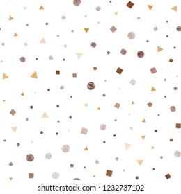 Dark Orange vector seamless cover with polygonal style with circles. Illustration with colorful circles, triangles, rectangles. Trendy design for wallpaper, fabric makers.