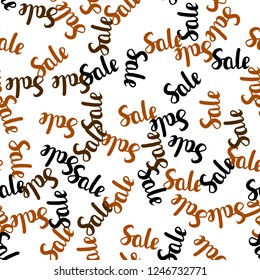 Dark Orange vector seamless cover with symbols of 70, 90 % sales. Illustration with signs of sales on abstract template. Backdrop for super sales on Black Friday.