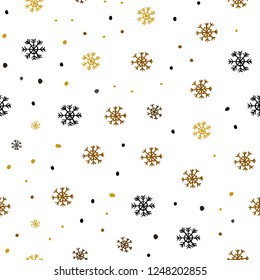 Dark Orange vector seamless cover with beautiful snowflakes. Shining colorful illustration with snow on abstract template. Design for textile, fabric, wallpapers.