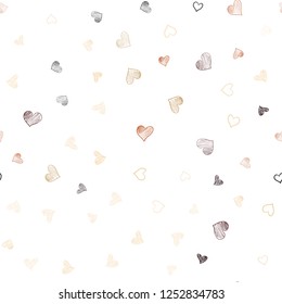 Dark Orange vector seamless cover with Shining hearts. Beautiful colored illustration with hearts in celebration style. Design for ad, poster, banner of Valentine Day.