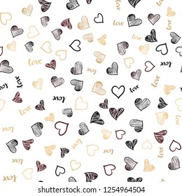 Dark Orange vector seamless cover with quote LOVE YOU, hearts. Illustration with phrase LOVE YOU, hearts for valentine's day. Pattern for trendy fabric, wallpapers.
