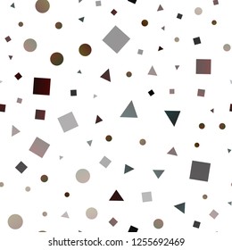 Dark Orange vector seamless cover in polygonal style with circles. Illustration with colorful circles, triangles, rectangles. Template for business cards, websites.