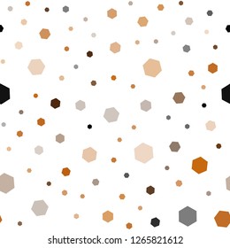 Dark Orange vector seamless cover with set of hexagons. Colorful hexagons on white backdrop. Pattern can be used for landing pages.