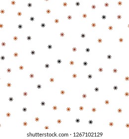 Dark Orange vector seamless cover with beautiful snowflakes. Shining colorful illustration with snow in christmas style. Design for wallpaper, fabric makers.