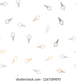 Dark Orange vector seamless cover with sundae ice-cream. Beautiful colorful illustration with ice-cream cones. Pattern for menu of cafes and restaurants.