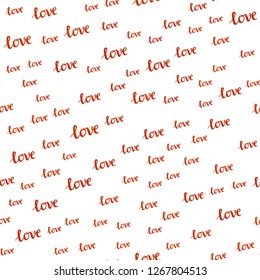 Dark Orange vector seamless cover with quote LOVE YOU. Decorative design in doodle style with text LOVE YOU. Pattern for design of fabric, wallpapers.
