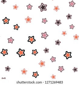 Dark Orange vector seamless cover with small and big stars. Shining colored illustration with stars. Design for wallpaper, fabric makers.