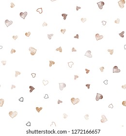 Dark Orange vector seamless cover with Shining hearts. Hearts on blurred abstract background with colorful gradient. Pattern for marriage gifts, congratulations.
