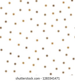 Dark Orange vector seamless cover with beautiful snowflakes. Glitter abstract illustration with crystals of ice. Design for wallpaper, fabric makers.