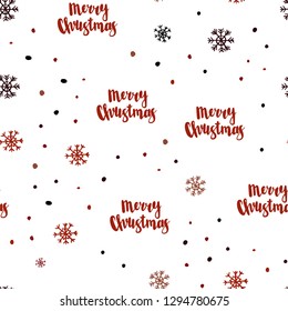 Dark Orange vector seamless cover with beautiful snowflakes. Colorful decorative design in xmas style with snow. Pattern for design of fabric, wallpapers.