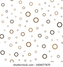 Dark Orange vector seamless cover with spots. Illustration with set of shining colorful abstract circles. Pattern can be used for futuristic ad, booklets.