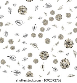 Dark Orange vector seamless doodle layout with leaves and flowers. Creative illustration in blurred style with leaves, flowers. Completely new template for your design.