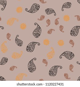Dark Orange vector seamless doodle texture with leaves and flowers. Glitter abstract illustration with leaves and flowers. Pattern for colorful books and pages for kids.