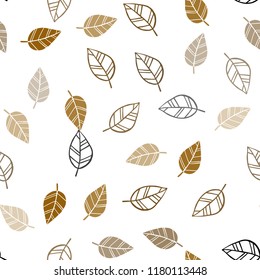 Dark Orange vector seamless doodle layout with leaves. Glitter abstract illustration with doodles and leaves. Pattern for design of fabric, wallpapers.