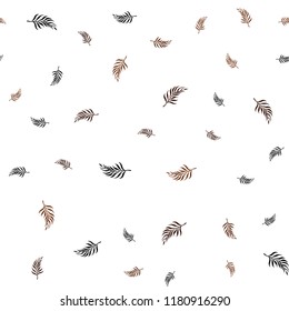 Dark Orange vector seamless doodle layout with leaves. Glitter abstract illustration with doodles and leaves. Pattern for trendy fabric, wallpapers.