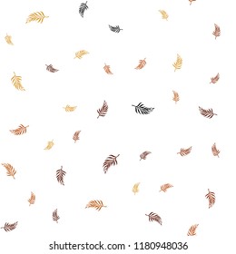 Dark Orange vector seamless doodle pattern with leaves. Glitter abstract illustration with doodles and leaves. Pattern for design of fabric, wallpapers.