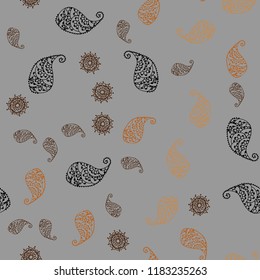 Dark Orange vector seamless doodle pattern with leaves and flowers. Illustration with doodles on abstract template. A new texture for your wallpaper design.