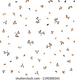 Dark Orange vector seamless doodle background with leaves. Decorative illustration with doodles on abstract template. Trendy design for wallpaper, fabric makers.