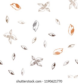 Dark Orange vector seamless doodle background with leaves. Decorative illustration with doodles on abstract template. Pattern for design of fabric, wallpapers.