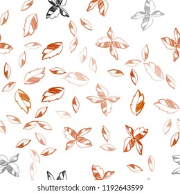 Dark Orange vector seamless doodle texture with leaves. leaves on elegant natural pattern with gradient. Template for business cards, websites.