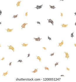 Dark Orange vector seamless doodle pattern with leaves. leaves on elegant natural pattern with gradient. Design for textile, fabric, wallpapers.