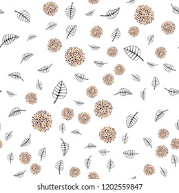 Dark Orange vector seamless doodle background with leaves, flowers. Illustration with doodles on abstract template. Pattern for design of window blinds, curtains.