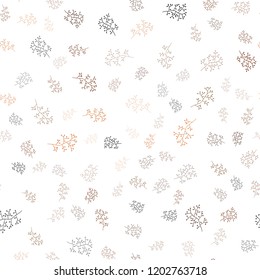 Dark Orange vector seamless doodle layout with leaves, branches. Decorative design in Indian style on white background. Pattern for design of window blinds, curtains.