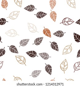 Dark Orange vector seamless doodle template with leaves. New colorful illustration in doodle style with leaves. Pattern for design of fabric, wallpapers.