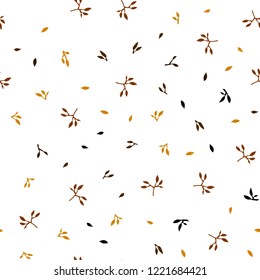 Dark Orange vector seamless doodle pattern with leaves. leaves on blurred abstract background with gradient. Design for textile, fabric, wallpapers.