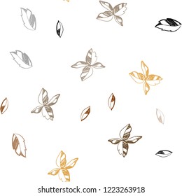 Dark Orange vector seamless doodle background with leaves. leaves on elegant natural pattern with gradient. Trendy design for wallpaper, fabric makers.