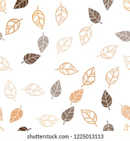 Dark Orange vector seamless doodle background with leaves. Glitter abstract illustration with doodles and leaves. Design for textile, fabric, wallpapers.