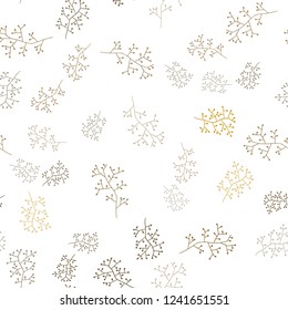 Dark Orange vector seamless doodle texture with branches. Colorful illustration in doodle style with leaves, branches. Design for textile, fabric, wallpapers.