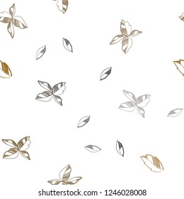 Dark Orange vector seamless doodle background with leaves. Colorful abstract illustration with leaves in doodle style. Template for business cards, websites.