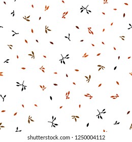 Dark Orange vector seamless doodle layout with leaves. Glitter abstract illustration with doodles and leaves. Pattern for design of fabric, wallpapers.