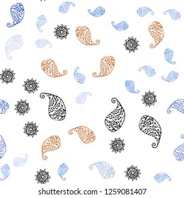 Dark Orange vector seamless doodle template with leaves and flowers. Creative illustration in blurred style with leaves, flowers. Design for wallpaper, fabric makers.