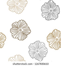 Dark Orange vector seamless doodle layout with flowers. Shining colored illustration with flowers. Texture for window blinds, curtains.